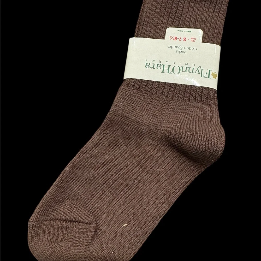 Kids Brown Cotton-Spandex Socks size 7-8.5